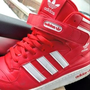 Red high topp Adidas shoe